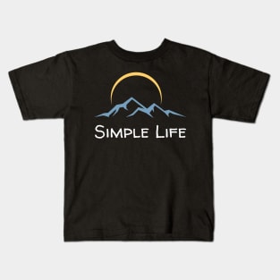 Simple Life - Moon Over Mountains Kids T-Shirt